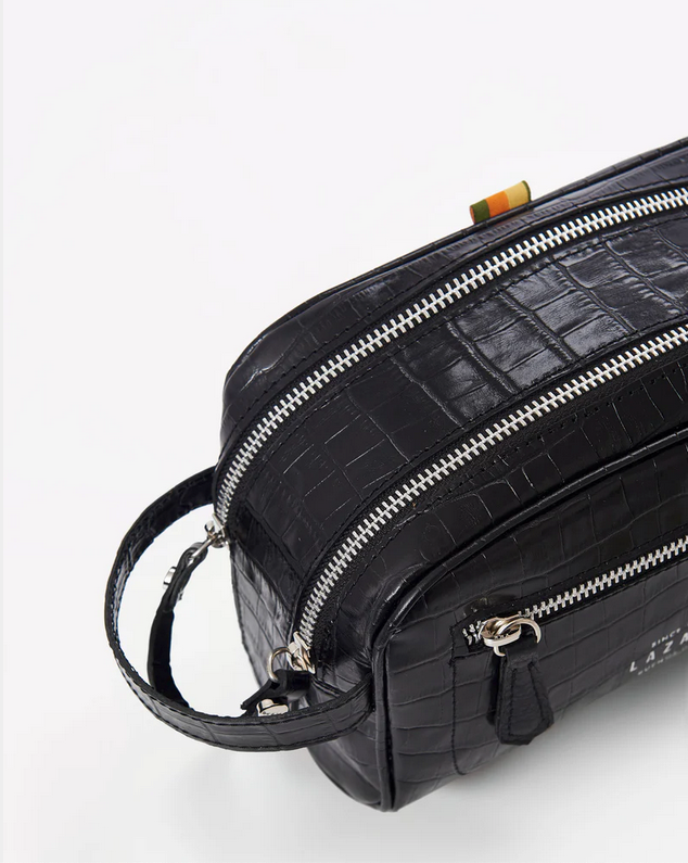 Croco Leather Toiletry Bag With Zipper